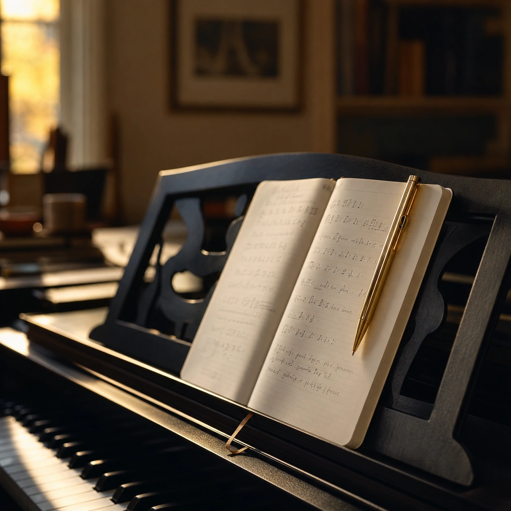 Practice journal on piano showing progress tracking for adult piano students