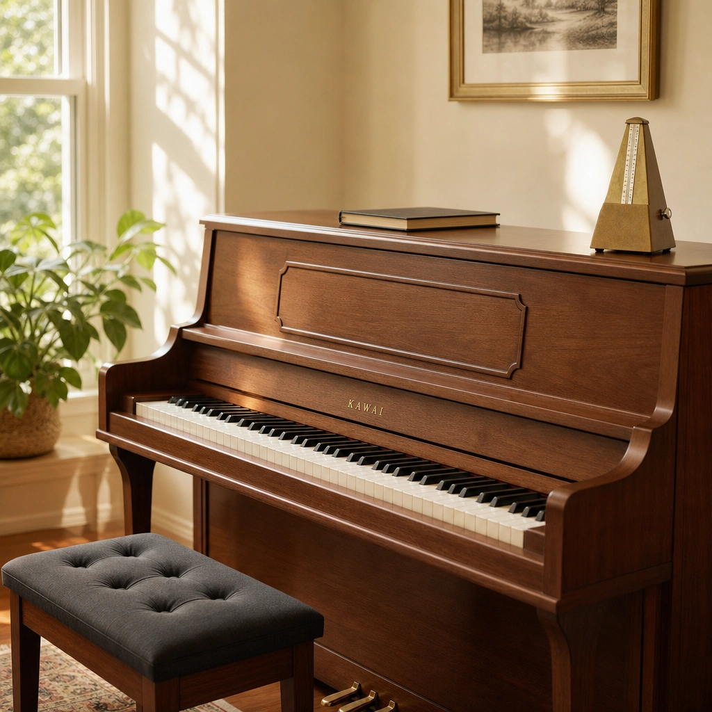 Piano studio setup showing where to learn how to choose a piano teacher through trial lessons