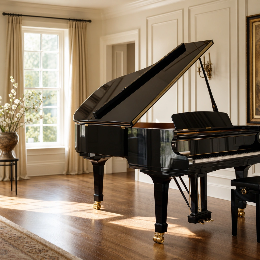 Beautiful piano in a teaching studio environment