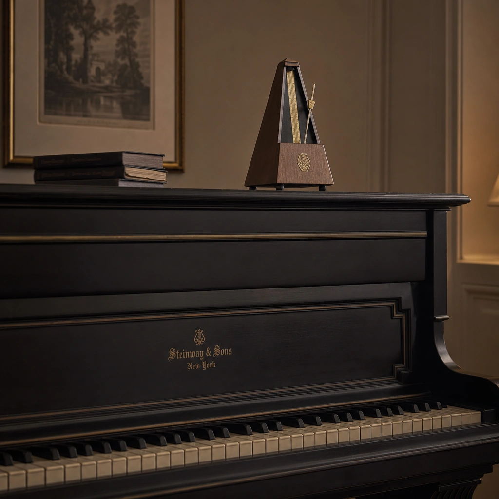 Metronome on piano for developing rhythm skills and sight reading speed