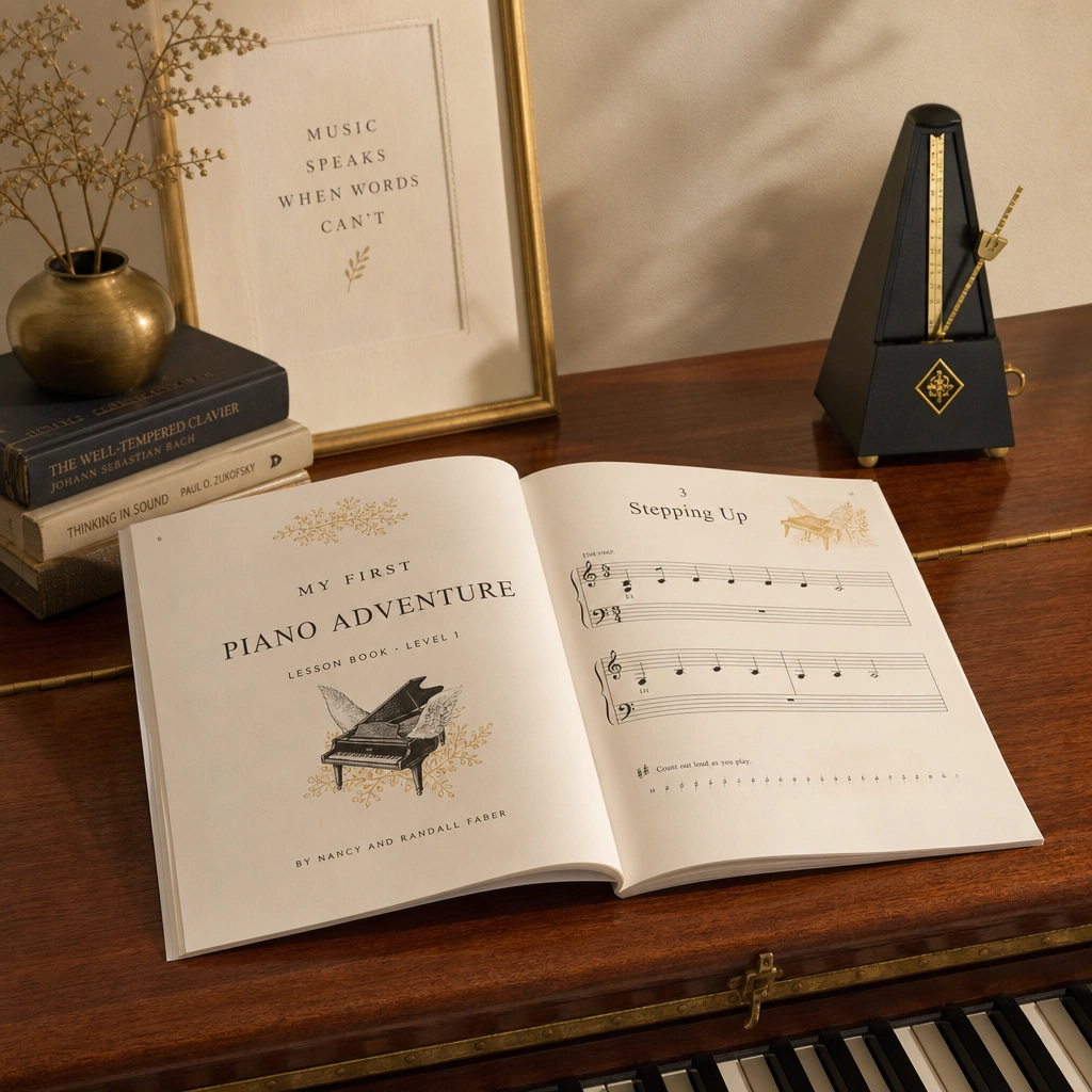 Piano lessons for kids what to look for shown through teaching materials and method books