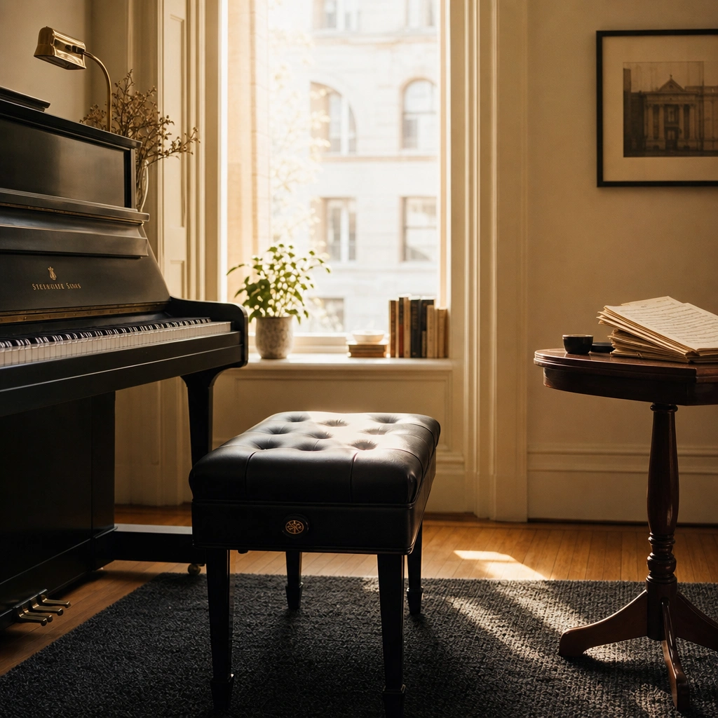 Quiet piano practice space showing how to practice piano in apartment without disturbing neighbors