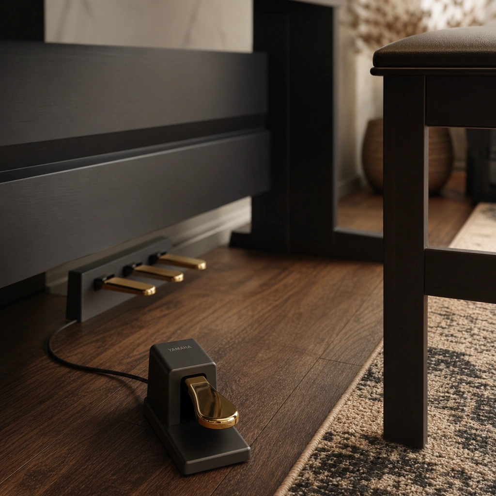 Sustain pedal and digital piano setup for learning piano