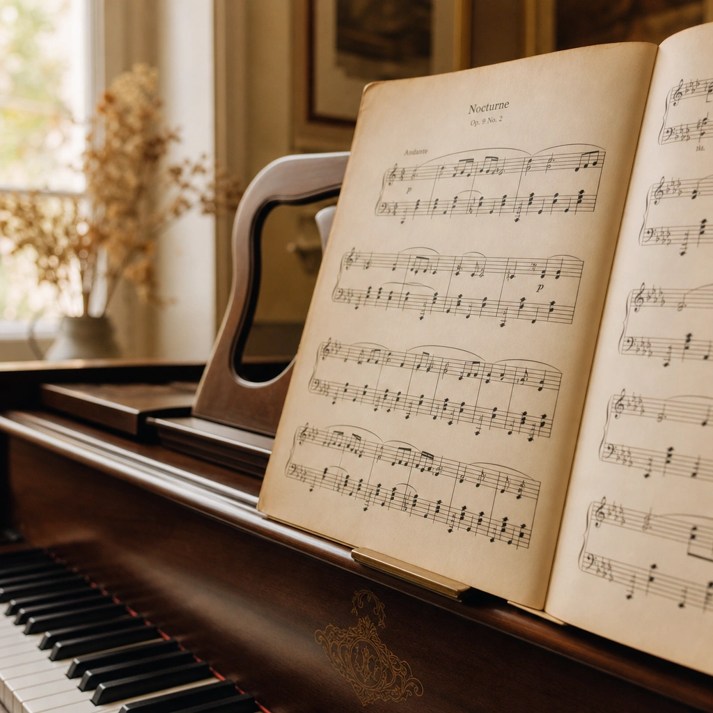 Sheet music with two staves showing why reading music can be harder on piano than guitar