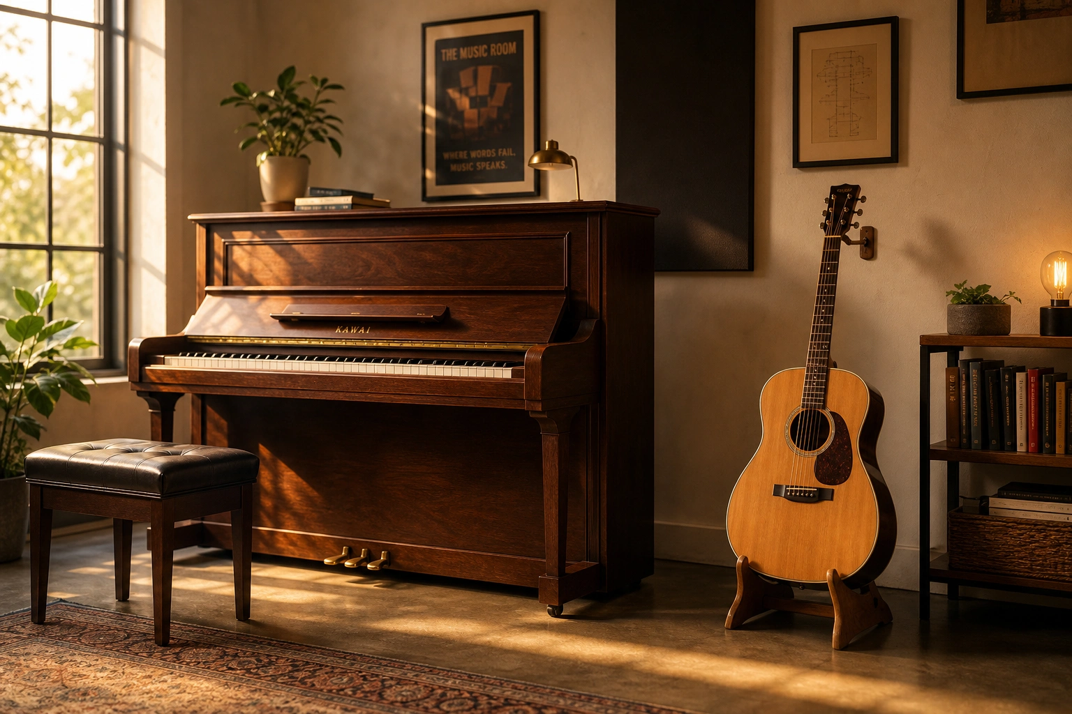 Piano and guitar side by side illustrating whether piano is harder than guitar to learn