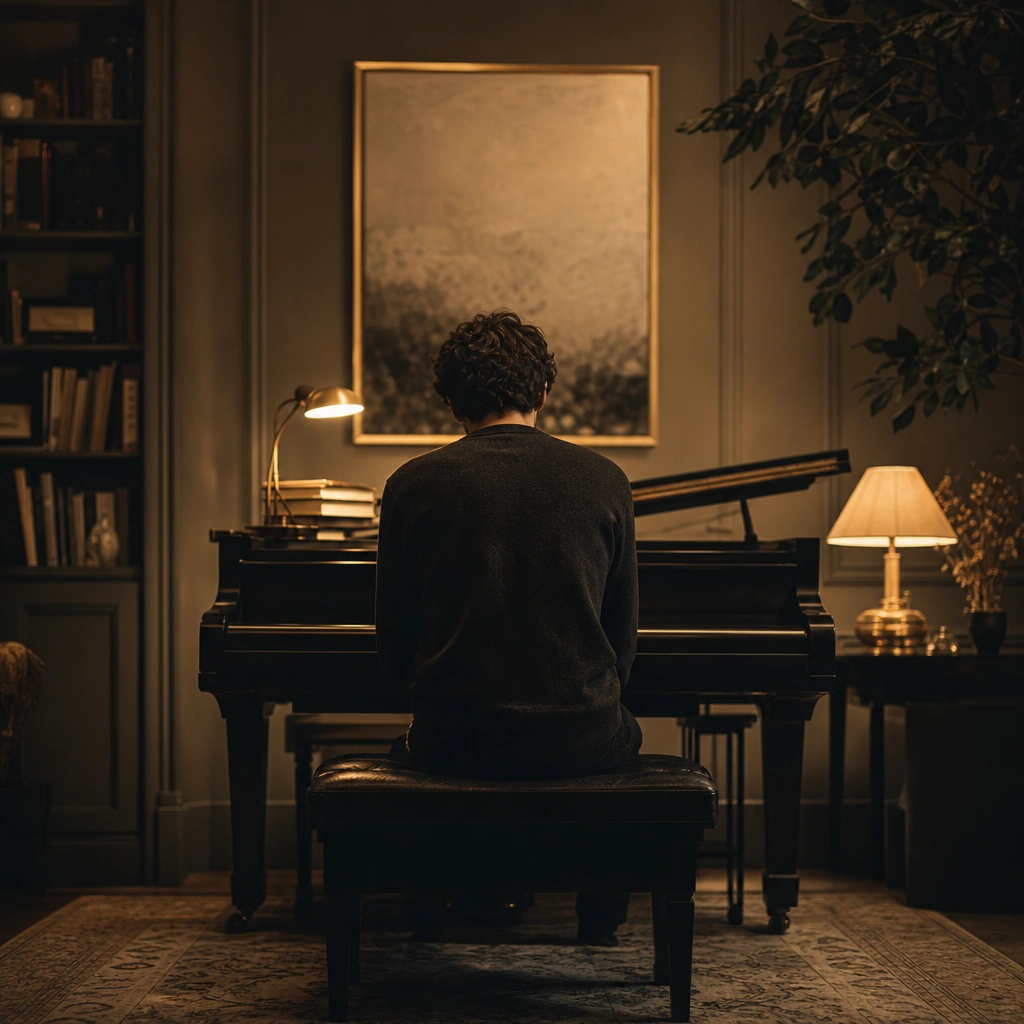 Student seated at the piano practicing technique and repertoire together