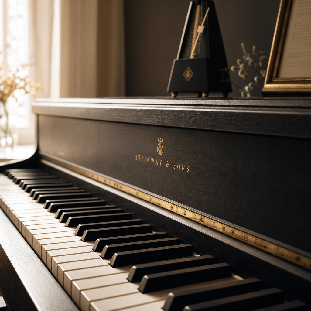 Piano keyboard and metronome used to practice playing with both hands